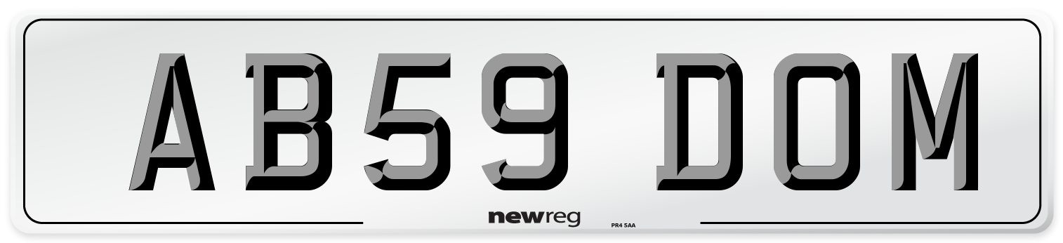 AB59 DOM Number Plate from New Reg